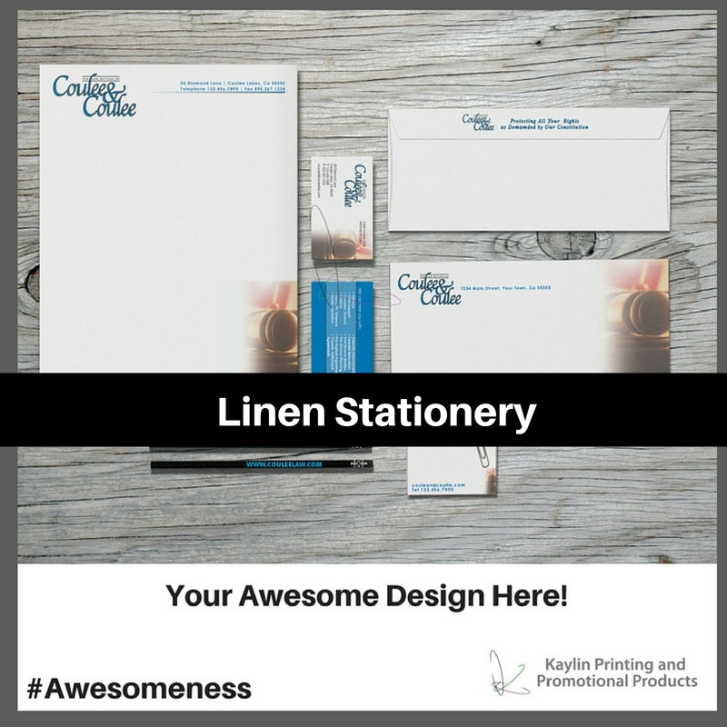 Linen Stationery printed and personalized with your custom imprint or logo.