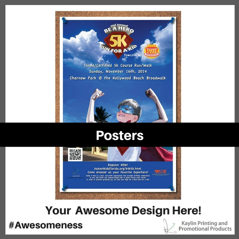 Posters printed and personalized with your custom imprint or logo.