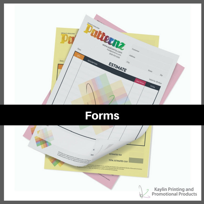 Forms printed and personalized with your custom imprint or logo.