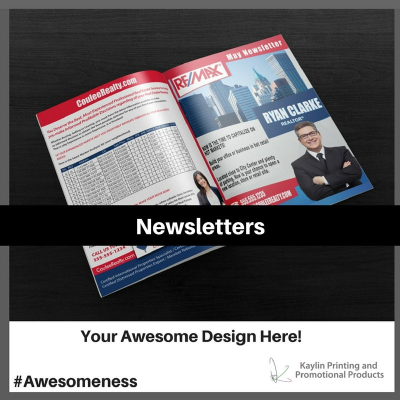 Newsletters printed and personalized with your custom imprint or logo.
