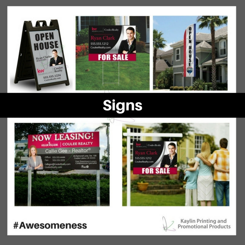 Signs personalized with your custom imprint or logo.