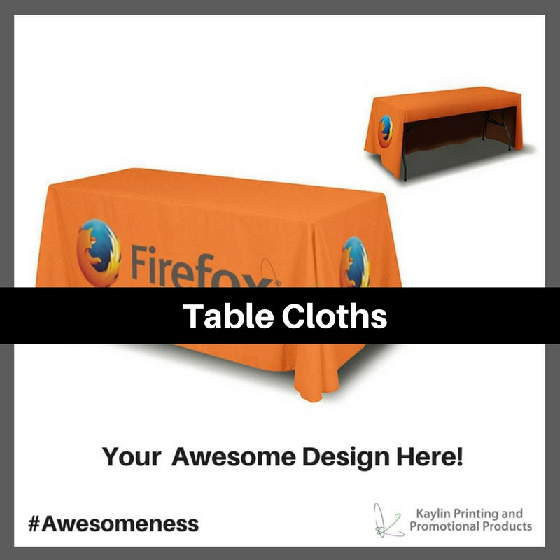 Table Cloths personalized with your custom imprint or logo.