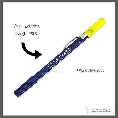 BCN-H6311-001 Drimark Double Exposure Highlighter & Ballpoint Pen Combo personalized with your custom imprint or logo.