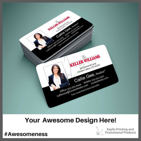 KYN-001 Business Cards with Rounded Corners. Printed full color with your custom imprint or logo. Perfect for Real Estate, Legal, Dental or any type of business professional.