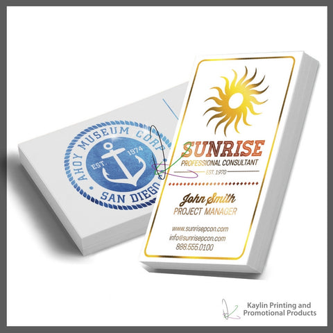 KYN-001 Colored Foil Business cards, personalized with your custom imprint or logo.